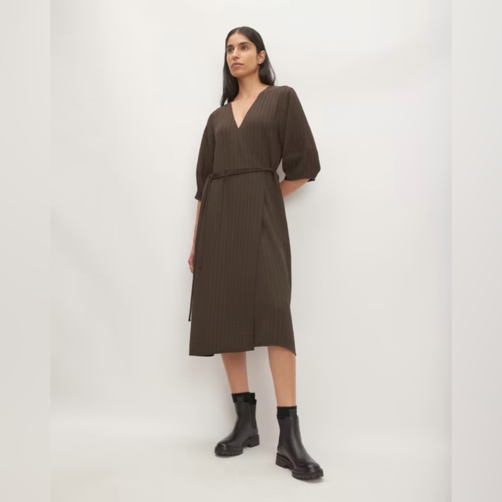 Everlane The City Stripe Wrap Dress